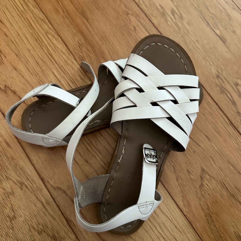 White Saltwater Sandals - Size 5
